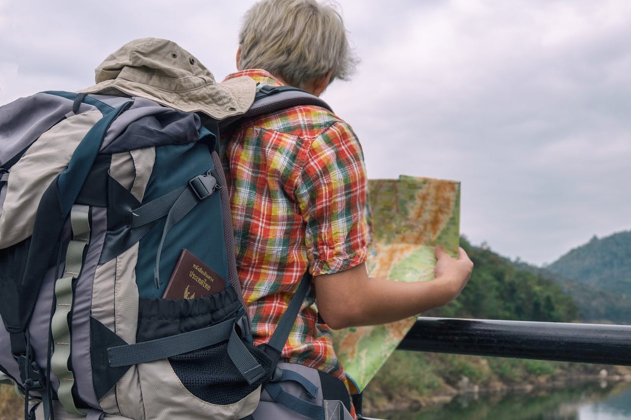 man backpacking |